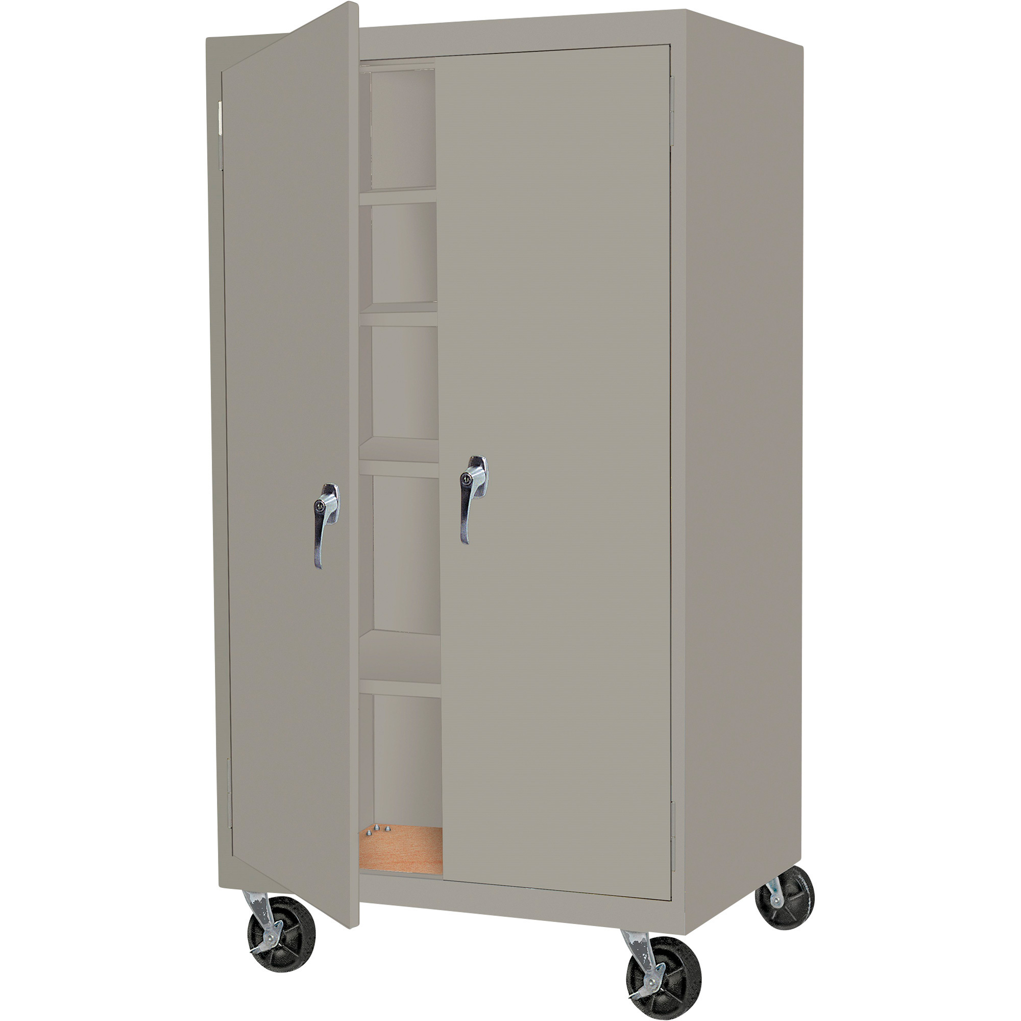 Steel Cabinets USA 2-Door Mobile Storage Cabinet, Gray, 4 Shelves, 4 Casters, Locking Handles, 48in.W x 24in.D x 66in.H, Model# MAAH-48662RB-G